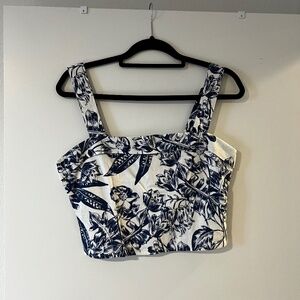 NWT Abercrombie blue and white crop top